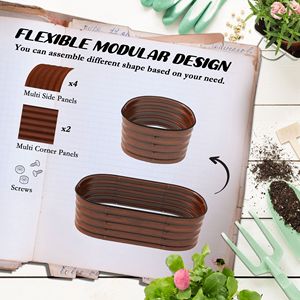 Fioriera in Metallo Zincato da 100 cm con Bordo di Sicurezza per Ortaggi - Kit per Giardino Marrone - Product Image 4