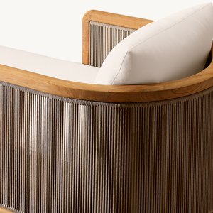 Chaise longue de luxe en teck pour l'extérieur, design en corde tressée, chaise longue moderne pour piscine, hôtel, jardin, mobilier haut de gamme - Product Image 5