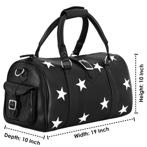 Custom Logo 100% Genuine Nappa Leather Luxury Gym Bag White Star Design Overnight <b>Travel</b> Duffel Padded Handles Multi-Functional - Product Image 3