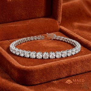 สร้อยข้อมือเทนนิสประดับมอสซาไนต์สีเงินสำหรับผู้หญิง สร้อยข้อมือแบบโซ่และแบบเชื่อมต่อ เครื่องประดับแฟชั่นทันสมัย ของขวัญวันครบรอบแต่งงาน อุปกรณ์เสริม - Product Image 5