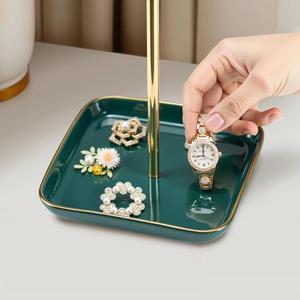 Elegante Organizador de Joyas con Barra Larga para Colgar Collares y Pulseras, Base Profunda, Moderno, Ahorra Espacio, Exhibidor para Tocador - Product Image 4