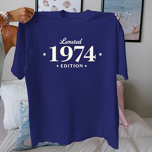 Tshirt femme en pur coton édition limitée 1974 avec étoiles coupe confort - Product Image 3