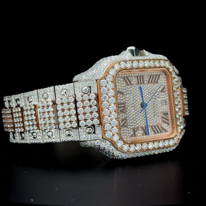 นาฬิกาข้อมือโรมันไดอัลโรสโกลด์สองสี ประดับเพชรโมอิสซาไนต์ ระบบอัตโนมัติ คุณภาพพรีเมียม หรูหรา โดดเด่นไม่เหมือนใคร - Product Image 3