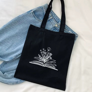 Durable Cotton Canvas Tote <b>Bag</b> Eco-Friendly Reusable Grocery Shopping <b>Bag</b> Fashion Letter Pattern Custom Logo Bulk - Product Image 1