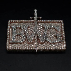 Colgante de Dos Tonos con Nombre Personalizado para Hombre, Estilo Hip Hop, Plata 925 de Alta Calidad, con Diamantes de Imitación Moissanite, Marca Rapper Bust Down - Product Image 4