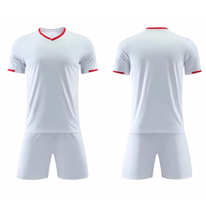 Men's Blue Crew Neck Soccer Jersey Set Short Sleeve Moisture Wicking Eco-Friendly Polyester Uniform Adult All Seasons Front - Product Image 3