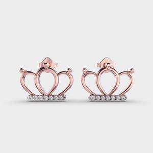 Pendientes de Corona con Diamantes Cultivados en Laboratorio Certificados por IGI, Oro Amarillo/Blanco/Rosa de 14K, Estilo Princesa, Pendientes de Diamantes Minimalistas - Product Image 6