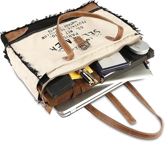 Premium Quality Genuine Canvas Hand Tote Bag Radiant Leather Handles Letter Pattern Eco-friendly Vintage Crafts Extra Shopping