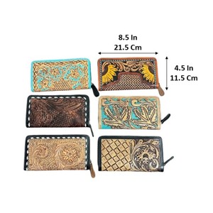 Cartera de Cuero Vacuno Hecha a Mano con Diseño Moderno 2026, Cartera de Cuero Genuino con Cierre de Cremallera, Tarjetero y Monedero para Mujer - Product Image 2