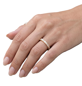 Wholesale Lab Grown Diamond 14K 18K Solid Gold Eternity Milgrain Engagement Ring Stackable IGI Certified DEF Color VS VS Clarity - Product Image 5