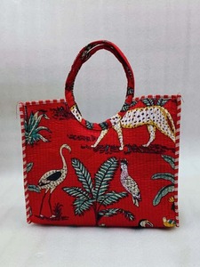กระเป๋าสะพายไหล่ลายเสือแบบเย็บติดกันจากผ้าฝ้ายอินเดีย จัยปุริ - Product Image 3