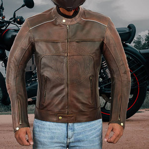Blouson de motard pour homme grande taille, léger, écologique, en cuir de haute qualité, coupe-vent, respirant, toucher doux, personnalisable - Product Image 5