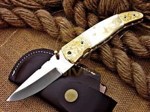 Premium <b>Bone</b> <b>Handle</b> Folding Hunting <b>Knife</b> Handmade Camping Survival Pocket <b>Knife</b> - Product Image 6