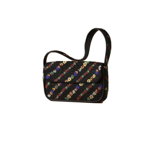 Handmade Single Silk Shoulder Bags with Seed Beads Embroidery <b>Boho</b> Fashion <b>Dress</b> National Style Flowers Design Thread Pattern - Product Image 1