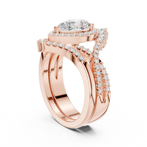 Anillo de Oro Rosa de 10K con Diamante Cultivado en Laboratorio, Corte Lágrima Real, Halo Imperial, Corona de Pera, Estilo Vintage, para Mujer, Estilo Étnico, 3.68ct - Product Image 4