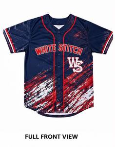 Camiseta de Béisbol Unisex Azul Marino de Manga Larga con Ribete Rojo y Blanco, Estampado Sublimado, Absorbente de Humedad, Spandex/Algodón/Bambú 3D - Product Image 1