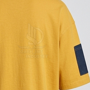 T-shirt Homme Col Rond Manches Courtes Coupe Ample Couleur Unie Bordure Contrastante 100% Coton Jersey Tricoté Coupe Décontractée Délavé à l'Acide - Product Image 5