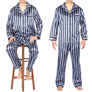 Pijama de Lujo de Seda de Dos Piezas para Hombre 2026 Personalizado de Satén Charmeuse Transpirable, Cómodo para Verano, con Pantalones Cortos y Camisón - Product Image 1