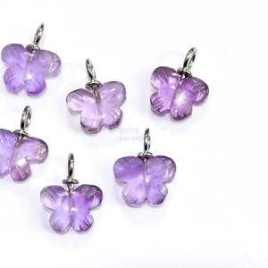 จี้ผีเสื้อพลอยอเมทิสต์สีชมพูธรรมชาติ เงินแท้ 925 แกะสลักด้วยมือ พลอยอเมทิสต์สีชมพูธรรมชาติ สำหรับทำเครื่องประดับ ขายส่ง - Product Image 5