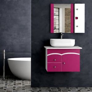 Standard Quality Eco Wall-Mounted Ceramic Basin Bathroom <b>Vanity</b> <b>Table</b> with Mirror Included Indigo collection Design From India - Product Image 1