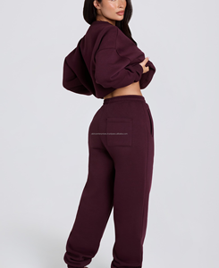 Sweat-shirt en molleton 100 % coton 320 g imperméable pour femme, imprimé floqué, style doux brodé, avec logo court sur le devant, idéal pour l'hiver - Product Image 2