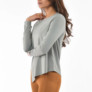 Custom Crew Neck Lightweight 180 Gsm Summer Wear Latest Design <b>Women's</b> V Cut Design Long Sleeve Breathable Workout <b>Running</b> Shirt - Product Image 2