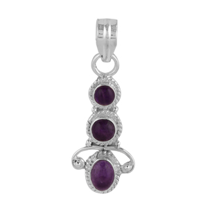 Colgante de plata de ley 925 con tres piedras de granate rojo natural, el más vendido, para uso diario, unisex, con engaste en bisel, joyería hecha a mano. - Product Image 2