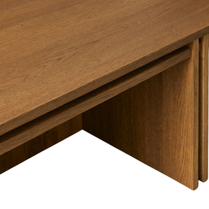 Premium Solid Teak Coffee <b>Table</b> Rectangular Living Room Center <b>Table</b> Low Profile <b>Nesting</b> Coffee <b>Table</b> with Panel Base - Product Image 5