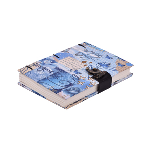 A5 Blue Aesthetic Collage Design Handmade Paper Notebook Lock Diary 100 Pages Double Side Writing Eco Friendly Premium Journal - Product Image 1