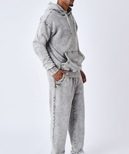 Professional Design Men <b>Acid</b> Wash Pullover Tracksuit <b>Drop</b> Shoulder Soft Fabric Comfortable Size 100% Cotton Fleece Best Quality - Product Image 2