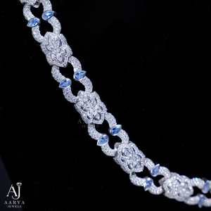 Collier chaîne cubaine fleurie plaqué rhodium argenté avec moissanite, style hip-hop, bijoux pour fête, mariage, cadeau - Product Image 4