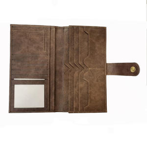 Portefeuille de voyage en cuir véritable de haute qualité en cuir pliable personnalisé avec fermeture magnétique porte-cartes porte-monnaie portefeuille de voyage - Product Image 2