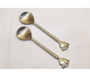 Juego de servidores de ensalada de acero inoxidable con acabado dorado mate a precio asequible, cuchara y tenedor para ensalada, utensilios de cocina, cubiertos chapados en oro, vajilla para servir. - Product Image 4