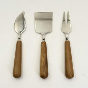 Juego de 3 espátulas para queso de acero inoxidable hechas a mano con mango de madera para fiestas, bodas y hoteles, venta al por mayor de fábrica - Product Image 1