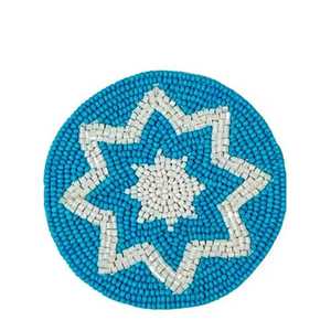 Ensemble de sous-verres ovales en forme d'olive, faits à la main avec des perles de verre, vert et orange, accessoires pour bar à cocktails - Product Image 3