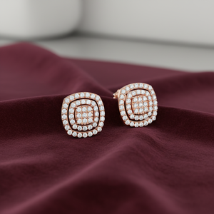 10K Gold Round Cut Natural Diamond Cluster Stud <b>Earrings</b> | 0.45 TCW Screw <b>Back</b> <b>Earrings</b> GH Color I Clarity | Fine Jewelry Gift - Product Image 1