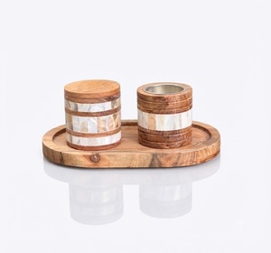 <b>Mother</b> of Pearl Wooden Incense Holder Set Round Tray Desktop Incense Sticks Display Holder for Home Decor - Product Image 1