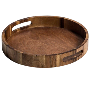 Plateau décoratif en bois de forme ronde, design moderne, pour la décoration de la maison, idéal pour la salle à manger, les restaurants et les bars. - Product Image 1