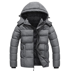 Chaqueta Acolchada Gris Sólida de Alta Densidad para Hombre, Cuello Alto, Abrigo de Invierno Aislado - Product Image 1