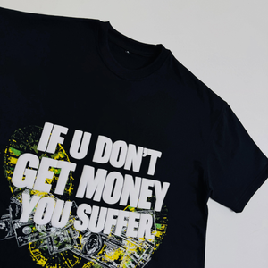 Camiseta Negra para Hombre Five B con Estampado de Dinero, Estilo Urbano, Manga Corta, Cuello Redondo, Corte Regular, Jersey de Algodón - Product Image 4
