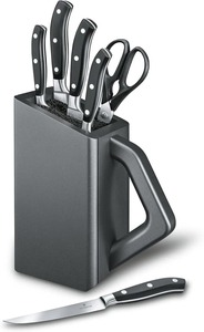 Grand Maitre Cutlery Block - Modern Block with Knives - Includes <b>Kitchen</b> <b>Scissors</b>, Chef's Knife, Santoku & More - Product Image 3