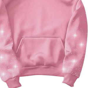 Sweat à capuche en strass, pull scintillant avec détails en pierres, design moderne, 100 % coton molletonné pour streetwear décontracté - Product Image 4
