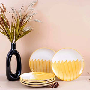 Platos de Cerámica Golden Peaks de 6 Pulgadas, Personalizables, Aptos para Lavavajillas, Diseño Estilo INS, Logotipo Dorado - Product Image 1