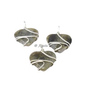 2024 pendentif en opalite rose Sier fil enroulé lune sculpté Agate Style Feng Shui décoration de la maison amour gravure pierre semi-précieuse - Product Image 2