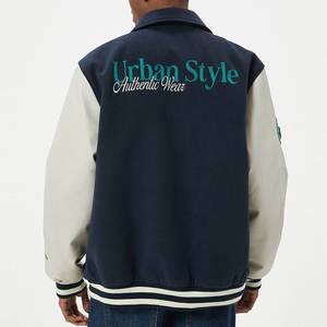 Chaqueta Varsity Personalizada con Logotipo Bordado en Chenilla de Lana, Cuello Alto, Estilo Vintage, Manga Larga, Diseño de Dibujos Animados para Hombre - Product Image 2