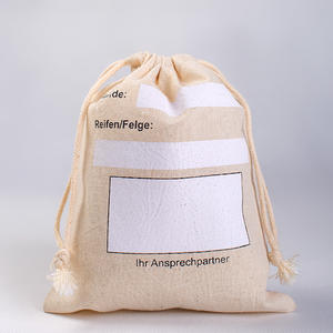 Pochette en coton réutilisable avec logo personnalisé écologique avec cordon de serrage Petite toile Lettre sérigraphiée Sac à provisions de style poinçon - Product Image 4