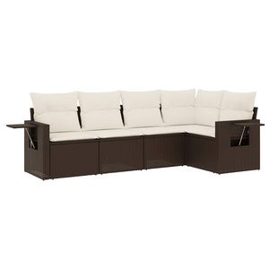 Set Divano da Giardino Marrone a 6 Posti con Cuscini, Mobili da Esterno in Rattan dal Design Contemporaneo - Product Image 2