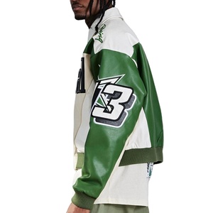 Veste de course Nascar en cuir véritable vintage sur mesure pour homme, imperméable, brodée avec du chenille - Product Image 5