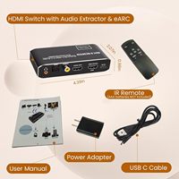 SYONG Extractor de Audio eARC 2 en 1 con Conmutador HDMI, Extractor de Audio eARC, 4K 60Hz, HDCP 2.3, 7.1CH, Óptico Spdif, Coaxial, 3.5mm