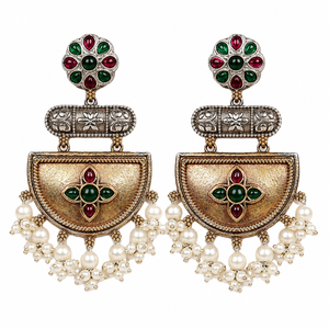 Wholesale Dual Tone Antique Gold-Plated <b>Oxidized</b> Silver Flower Bohemia Design Drop Earrings Women's Wedding Jewelry Direct - Product Image 1